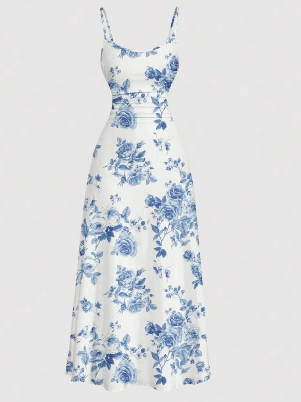SHEIN White Maxi Slip Dress with Blue Floral Print - Picture 2 of 3